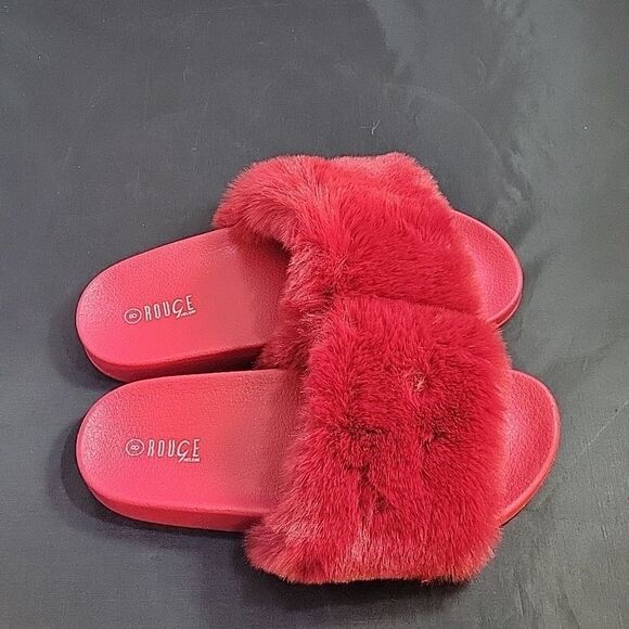 BRAND NEW ROUGE HELUIM FAUX FUR OPEN TOE WOMEN"S SANDAL - Picture 6 of 12